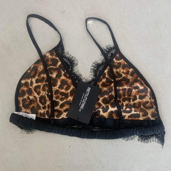 PRETTYLITTLETHING satin leopard bralette new with tag size 12 - Picture 5 of 6